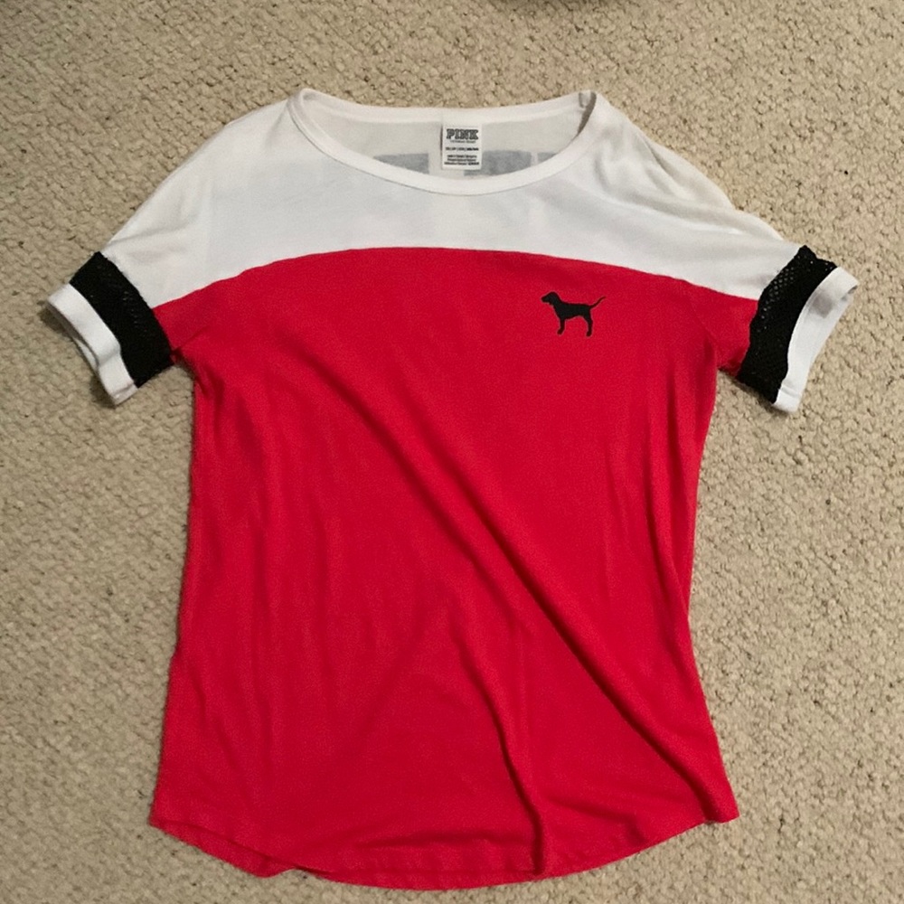 Pink brand T-shirt with mesh on the arm